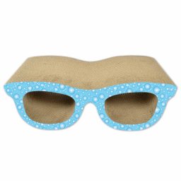 Zgarietor din carton pentru pisici, model ochelari, 38.1x20.32x12.7 cm, Albastru