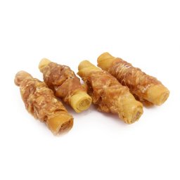 Recompense pentru caini Agility, betisoare de piele de porc impletite cu pui, 500g