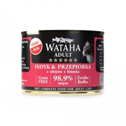 Conserva Wataha HUNT Pentru Pisica Adulta, 98.9% Carne, Cu Prepelita Si Curcan, 200g