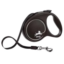 Lesa pentru caini Flexi, Retractabila, Pana la 50 kg, marimea L, 5m, Negru