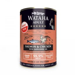 Conserva Wataha HUNT Pentru Pisica Adult, 98.9% Carne, Cu Somon Si Pui, 400g