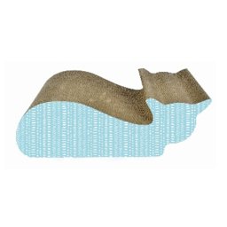 Zgarietor din carton pentru pisici, model pisica, 57.15x23.49x20.32 cm, Albastru