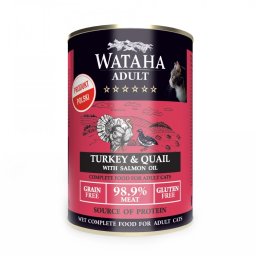 Conserva Wataha HUNT Pentru Pisica Adulta, 98.9% Carne, Cu Prepelita Si Curcan, 400g