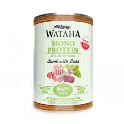Conserva Wataha MONO PROTEIN Pentru Caine Adult, 94, 6% Carne, Cu Miel Si Sfecla, 400g