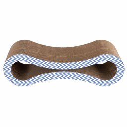 Zgarietor din carton pentru pisici, model infinit, 86.36x26.67x26.67 cm, Albastru/Alb