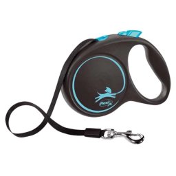 Lesa Flexi Black Design, Retractabila, cu Snur, marimea L, 5 m/50 kg, Albastru
