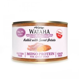 Conserva Wataha MONO PROTEIN Pentru Caine Adult, 94, 5% Carne, Cu Iepure Si Cartof Dulce, 200g