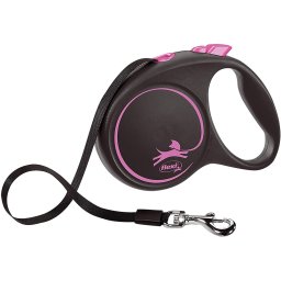 Lesa Flexi Black Design, Retractabila, cu Band?, marimea L, 5 m/50 kg, Roz