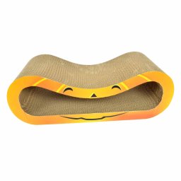 Zgarietor din carton pentru pisici, model dovleac halloween, 66.67x24.13x23.33 cm, Portocaliu