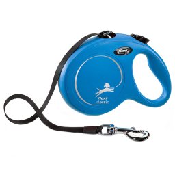 Lesa pentru caini Flexi, Retractabila, Pana la 50 kg, marimea L, 8m, Albastru