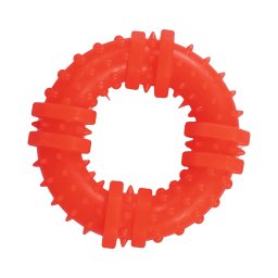 Jucarie pentru caini, forma de Inel cu Tepi, 9 cm, portocaliu