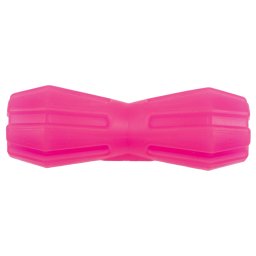 Jucarie din cauciuc eco pentru caini, forma de Gantera cu Gaura, 15 cm, roz