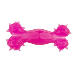 Jucarie din cauciuc eco pentru caini, forma de Os cu Gaura, 12 cm, roz