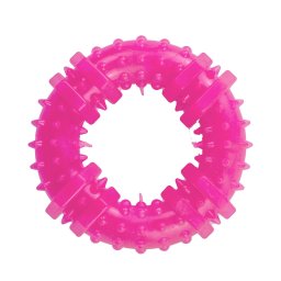 Jucarie pentru caini, forma de Inel cu Tepi, 9 cm, roz
