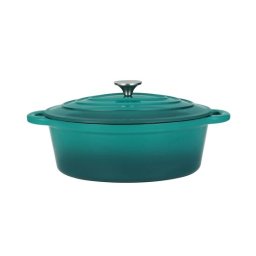 Oala de fonta emailata cu capac, maner din inox, turcoaz, 4.2 L, Perfect Home