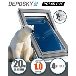 Fereastra mansarda DEPOSKY POLAR PVC, 4 sticle, maner jos