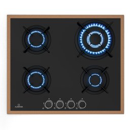 Klarstein Lumiflame plită pe gaz | 4 arzătoare | cadru cupru | aprindere electrică | 8 kW putere (CP11-KL-LF-60cm-Bl)