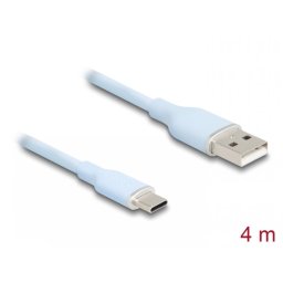 Cablu USB-A 2.0 la USB type C T-T 4m silicon Blue, Delock 81224