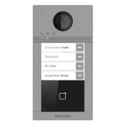 Post de exterior videointerfon IP Hikvision DS-KV8413-WME1(C); WIFI; 4 x buton de apelare( pentru o singura familie- permite apelarea a mai multor monitoare de interior); camera video 2MP True WDR ( unghi vizualizare: Horizontal: 124° Vertical: 75°),