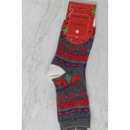 Sosete de dama cu tematica de Craciun Gri/Rosu, A0510C