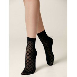 Sosete negre in carouri Conte Elegant Grid 40 den