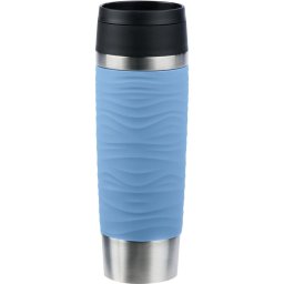 Emsa TRAVEL MUG Waves Grande thermal mug (light blue/stainless steel, 0.5 liters)