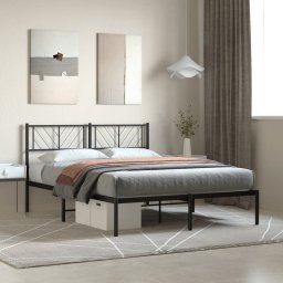 Cadru de pat metalic cu tablie, negru, 140x200 cm GartenMobel Dekor