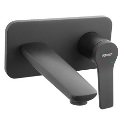 Baterie lavoar, Ferro, Stratos Black, incastrabila, pipa de 18 cm, negru