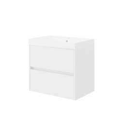 Set mobilier cu lavoar Fluminia, Fiori 60, cu sertare soft close, alb