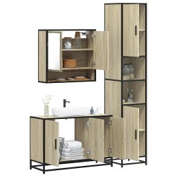 Set mobilier de baie, 3 piese, stejar sonoma, lemn prelucrat GartenMobel Dekor