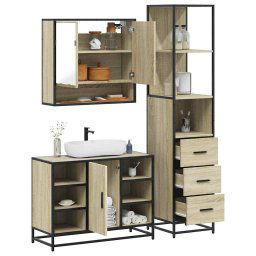 Set de mobilier de baie din 3 piese din lemn de stejar Sonoma GartenMobel Dekor