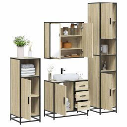 Set de mobilier de baie din 4 piese din lemn de stejar Sonoma GartenMobel Dekor