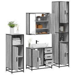 Set de mobilier de baie 4 piese Lemn stratificat gri Sonoma GartenMobel Dekor