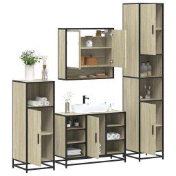 Set de mobilier de baie din 4 piese din lemn de stejar Sonoma GartenMobel Dekor
