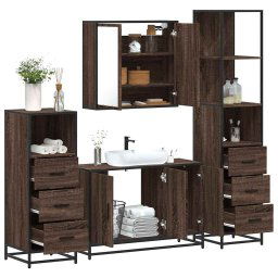 Set de mobilier de baie din 4 piese din lemn de stejar maro GartenMobel Dekor