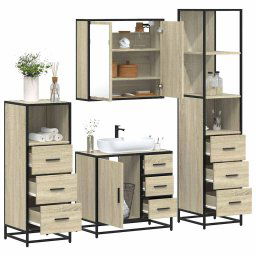 Set de mobilier de baie din 4 piese din lemn de stejar Sonoma GartenMobel Dekor