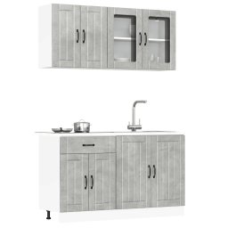 Set dulapuri de bucatarie 4 piese „Kalmar” gri beton Lemn GartenMobel Dekor