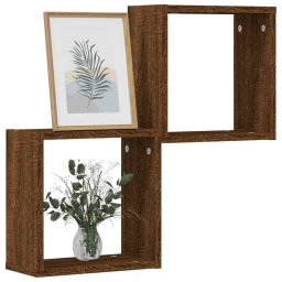 Rafturi cub de perete 2 buc Stejar maro 30x15x30 cm GartenMobel Dekor