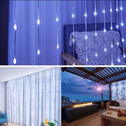 Instalatie tip banda cu led turnat, perdea 8m x 1m, 320 led, exterior, interconectabila, Alb Rece