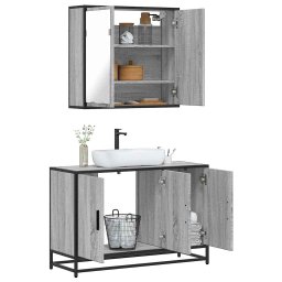 Set mobilier de baie, 2 piese, gri sonoma, lemn prelucrat GartenMobel Dekor