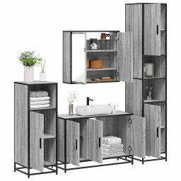 Set de mobilier de baie 4 piese Lemn stratificat gri Sonoma GartenMobel Dekor