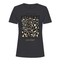 ONLY Tricou 'ONLKita' galben auriu / gri bazalt / negru