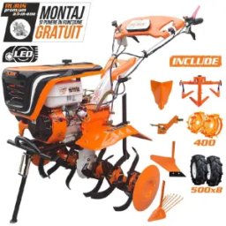 Motosapa Ruris 732ACC + roti cauciuc 5.00-8+rarita+plug+adaptor+dispozitiv scos cartofi+roti metalice 400 fara manicot+cultivator+set contragreutati 10kg, 8.5 CP