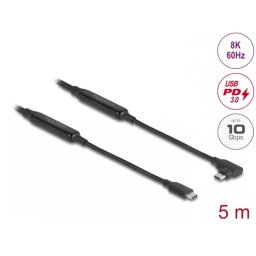 Cablu activ USB 10 Gbps type C 8K60Hz/PD 60W E-Marker drept/unghi 5m, Delock 81196