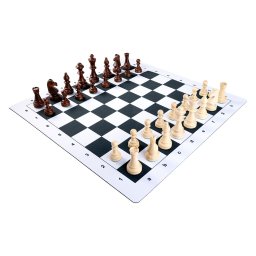 Set King64: Piese sah lemn Staunton 6 +Tabla sah mousepad negru + Geanta Deluxe