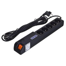Prelungitor Atrack 19'' Panel 5x220V ACAR A-504, 5m power cable Black