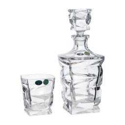 ZIG ZAG - Pahare whisky si decanter Cristal Bohemia (set 7 piese)
