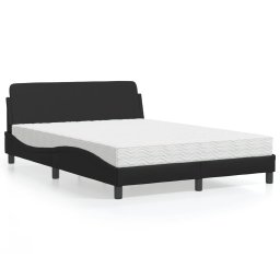 Pat cu saltea, negru, 140x200 cm, piele ecologica GartenMobel Dekor