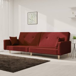 Canapea extensibila cu 2 locuri, 2 perne, rosu vin, textil GartenMobel Dekor