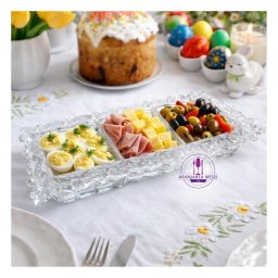 Platou cristal Bohemia compartimentat 36.5 cm